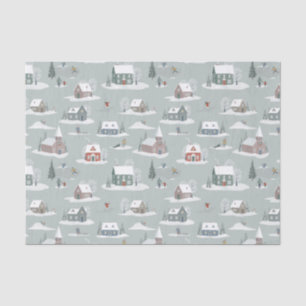 Winter Village Sneeuwlandschap Patroon Tissuepapier