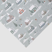 Winter Village Sneeuwlandschap Patroon Tissuepapier (Detail)