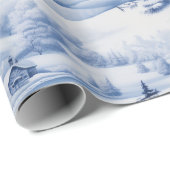 Winter Village Waterverf Wit Kerstmodern Cadeaupapier (Rol Hoek)