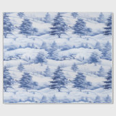 Winter Village Waterverf Wit Kerstmodern Cadeaupapier (Vlak)