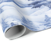 Winter Village Waterverf Wit Kerstmodern Cadeaupapier (Rol Hoek)