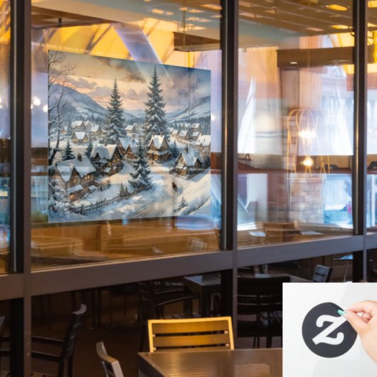 Winter Village Window Cling Raamsticker (Restaurant Raam)