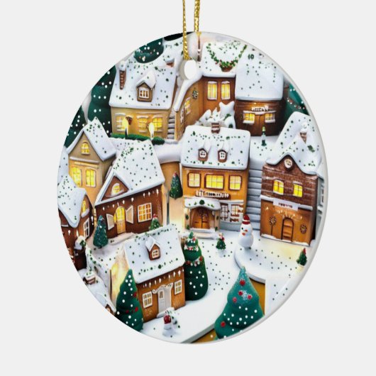 Winter Village Wonderland Rond Keramisch Ornament (Links)
