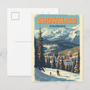 Winter vintage SNOWMASS esp in Colorado skigeschen Feestdagenkaart