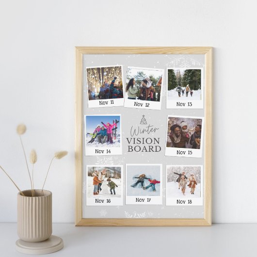 Winter Vision Board Familiefoto met datum Fotoplaat