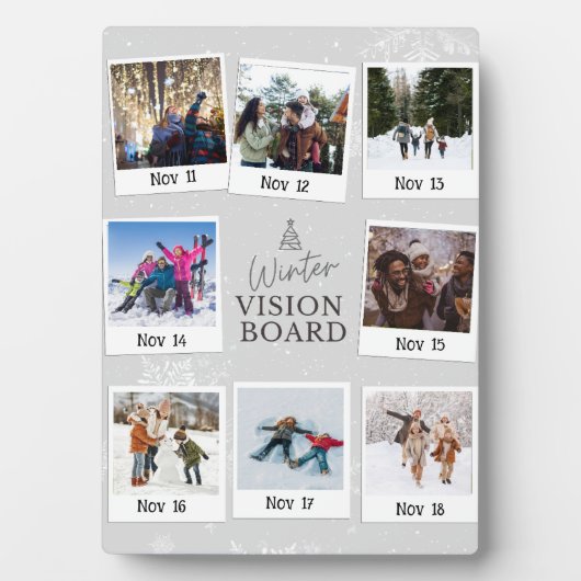 Winter Vision Board Familiefoto met datum Fotoplaat (voorkant)