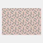 Winter Vogel en Bladeren Patroon Inpakpapier Vel (Voorkant)