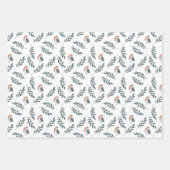 Winter Vogel- en Bladerenpatroon Inpakpapier Vel (Voorkant 2)