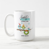 Winter Vogel Familie Gepersonaliseerde Kerstmis Koffiemok (Links)