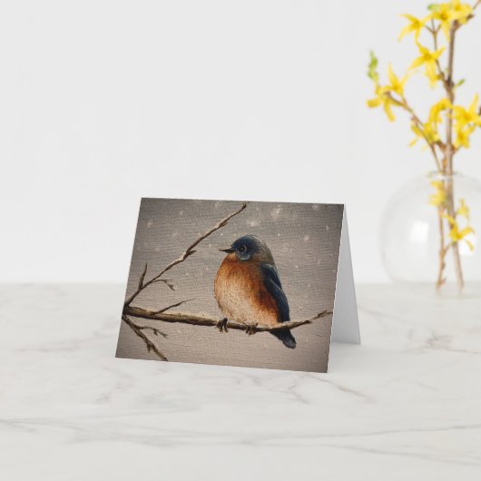 Winter Vogel Kaart (Gele Bloem)