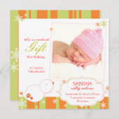 Winter Vogel Nieuwe Baby Meisje Foto Aankondiging (Voorkant / Achterkant)