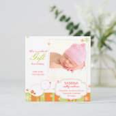 Winter Vogel Nieuwe Baby Meisje Foto Aankondiging (Staand voorkant)