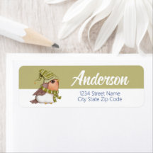Winter Vogel Vakantie Retouradres Label