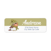 Winter Vogel Vakantie Retouradres Label (Voorkant)