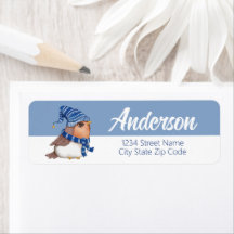 Winter Vogel Vakantie Retouradres Label