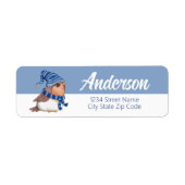 Winter Vogel Vakantie Retouradres Label (Voorkant)