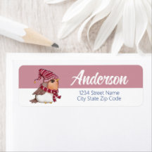 Winter Vogel Vakantie Retouradres Label