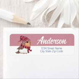 Winter Vogel Vakantie Retouradres Label