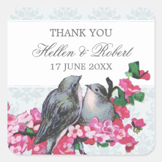 Winter Vogels Bruiloft Dank u Favor Vierkante Sticker
