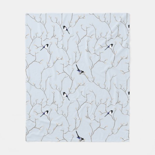 Winter Vogels Fleece Deken (Voorkant)