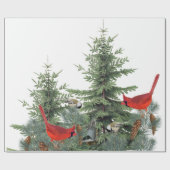 Winter Vogels Kardinaal Chickadee Nuthatch Cadeaupapier (Vlak)