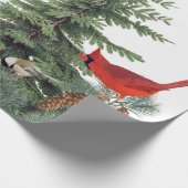 Winter Vogels Kardinaal Chickadee Nuthatch Cadeaupapier (Hoek)