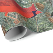 Winter Vogels Kardinaal Chickadee Nuthatch Cadeaupapier (Rol Hoek)
