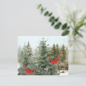 Winter Vogels Kardinaal Chickadee Nuthatch Feestdagenkaart (Staand voorkant)