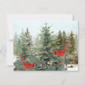 Winter Vogels Kardinaal Chickadee Nuthatch Feestdagenkaart (Voorkant)