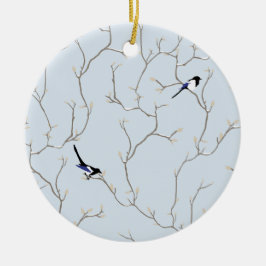 Winter Vogels Keramisch Ornament