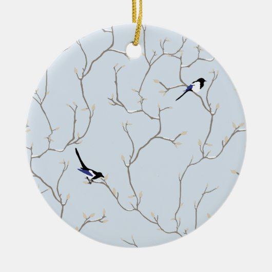 Winter Vogels Keramisch Ornament (Voorkant)