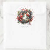 Winter Vogels krans personaliseren Ronde Sticker (Tas)