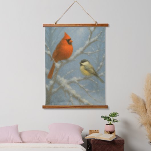 Winter Vogels – Leven in de Rust Hangend Wandkleed (Slaapkamer)