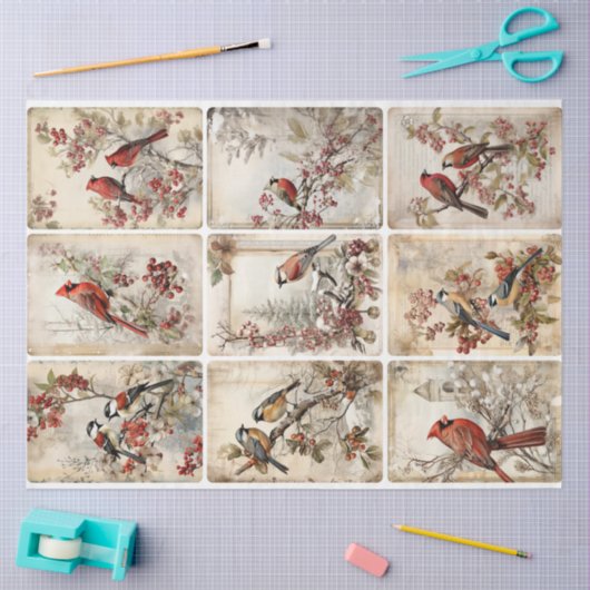 Winter Vogels negen Tissuepapier