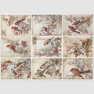 Winter Vogels negen Tissuepapier