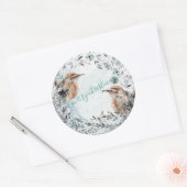 Winter Vogels Nesting Dusty Blue Kerstmis Wreater Ronde Sticker (Envelop)