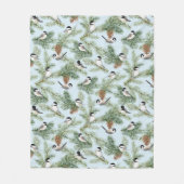 Winter Vogels Pine Branches kerstpatroon Fleece Deken (Voorkant)