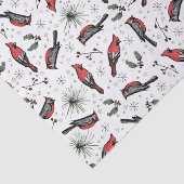 Winter Vogels Rode Kardinaal, Pine en bessen Tissuepapier (Detail)