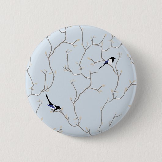 Winter Vogels Ronde Button 5,7 Cm (Voorkant)