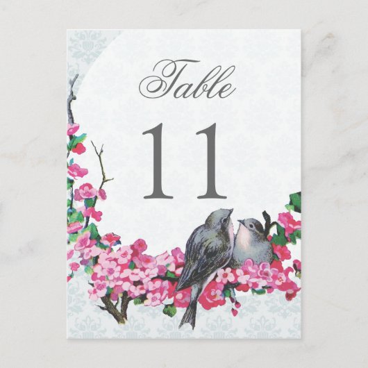 Winter Vogels Trouwtafel Nummer Briefkaart (Voorkant)