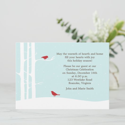 Winter Vogels Vakantie Viering Kaart (Staand voorkant)