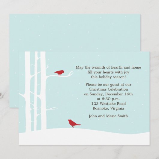 Winter Vogels Vakantie Viering Kaart (Voorkant / Achterkant)