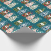 Winter Vogels Versierde Bomen Inpakpapier (Hoek)