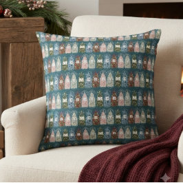 Winter Vogels Versierde Bomen Inpakpapier Kussen