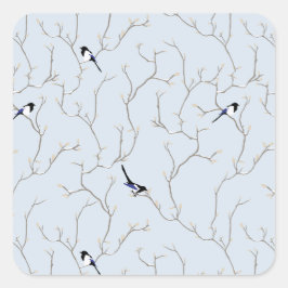 Winter Vogels Vierkante Sticker