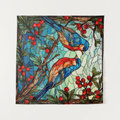 Winter Vogels Wandtapijt Wandkleed (Voorkant (horizontaal))
