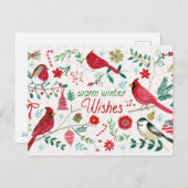 Winter Vogels - Warme Wensen Feestdagenkaart (Voorkant / Achterkant)
