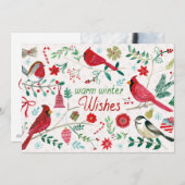 Winter Vogels - Warme Wensen Feestdagenkaart (Voorkant / Achterkant)