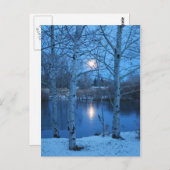 Winter Volledige maan op de Pond Briefkaart (Voorkant / Achterkant)