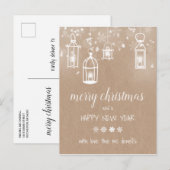 winter voor kerstlantaarns aankondigingskaart (Voorkant / Achterkant)